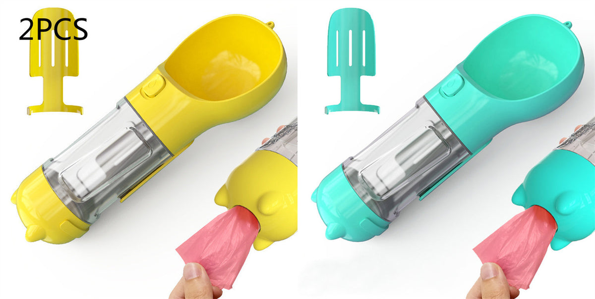 Pet Water Bottle Feeder Bowl Garbage Bag Storage Portable Pet Outdoor Travel 3 in 1 Dog Water Bottle
