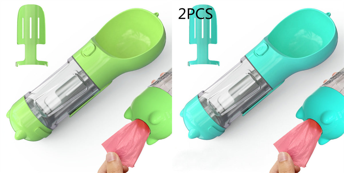 Pet Water Bottle Feeder Bowl Garbage Bag Storage Portable Pet Outdoor Travel 3 in 1 Dog Water Bottle