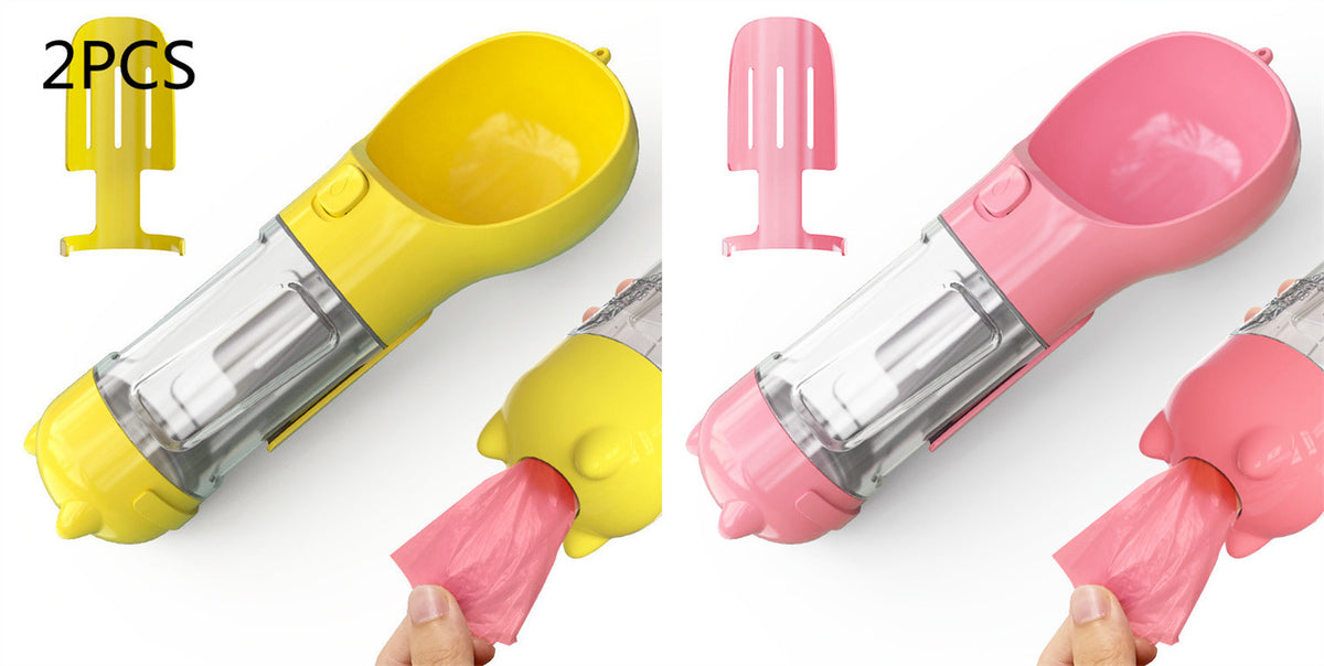 Pet Water Bottle Feeder Bowl Garbage Bag Storage Portable Pet Outdoor Travel 3 in 1 Dog Water Bottle